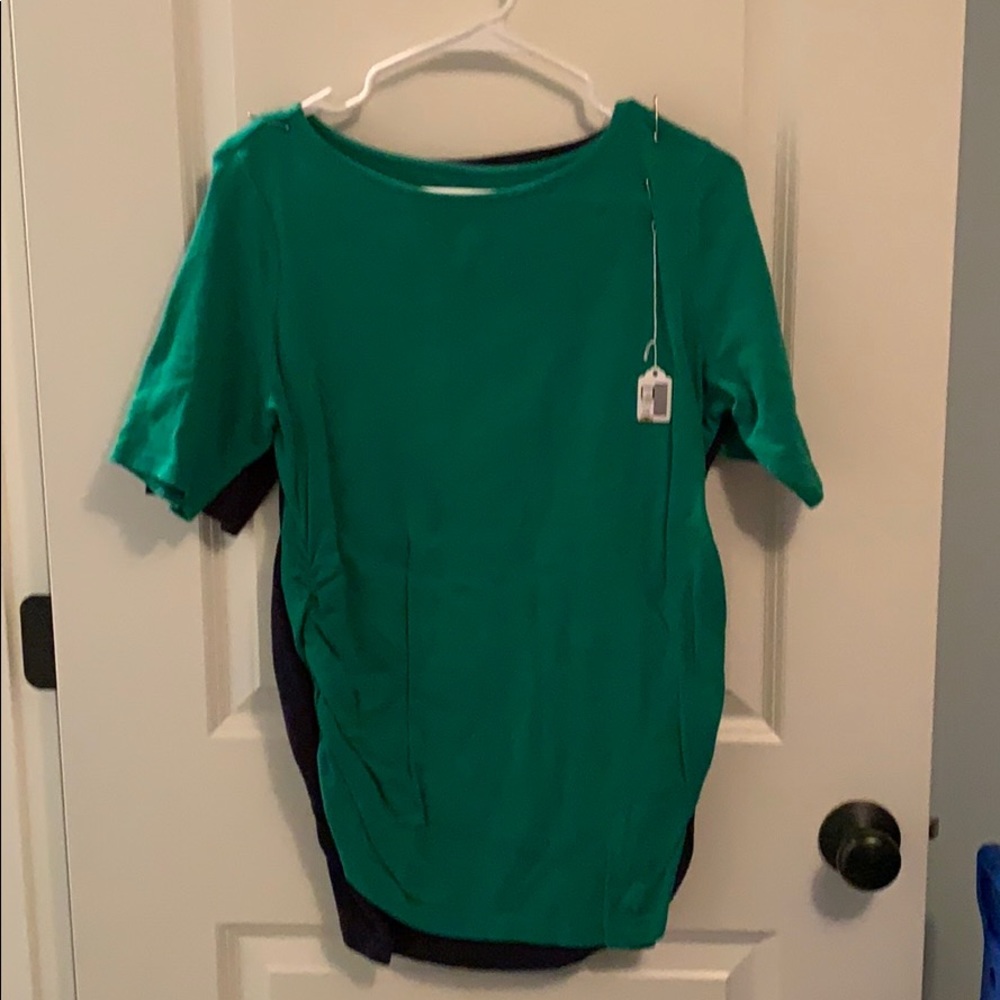 Two maternity T-shirts green and navy